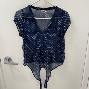 Garage See-through floral tie-front blouse